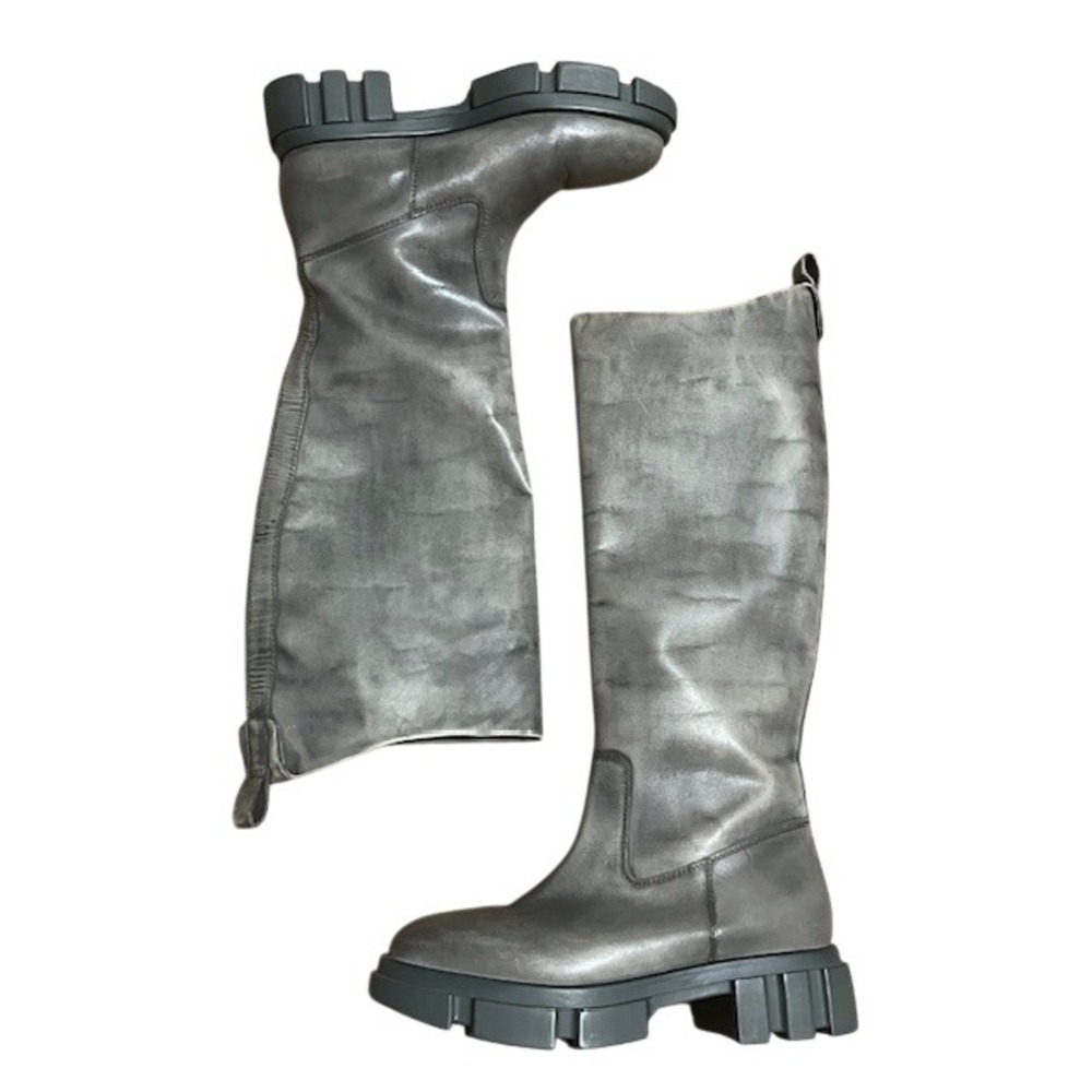 Free People Brooks High Tall Boots Leather Chunky Platform Lug Sole‎ 38.5 / 8 - Picture 3 of 10